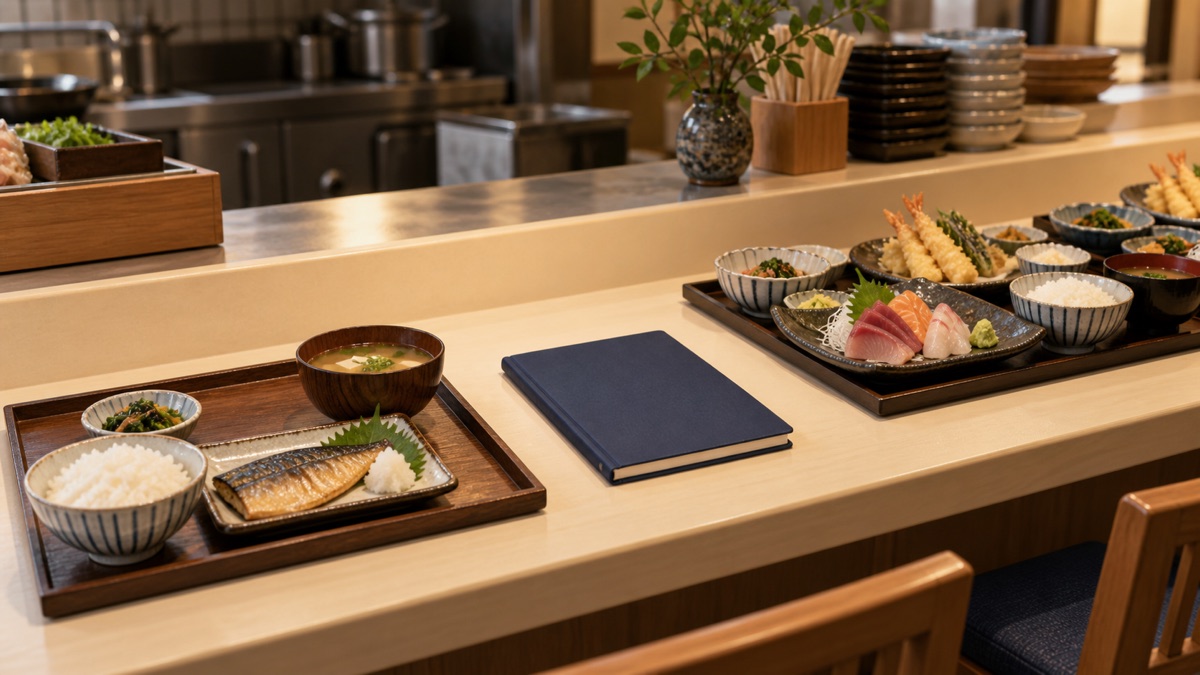自家消費用の食事と販売用の料理を分けて記録する場面