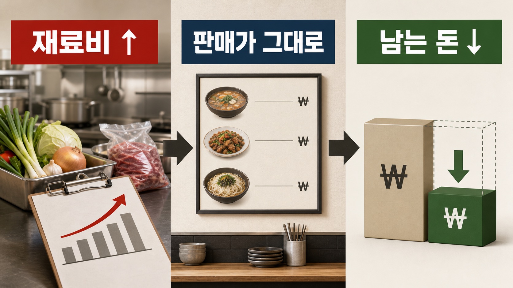 재료비는 올랐지만 판매가를 그대로 두면 주문당 남는 돈이 줄어드는 구조